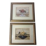 S. Hely Framed Citrus Still Life Prints Pair