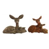 Pair of Ceramic Doe and Fawn Figurines