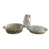 Pyrex Oval Casseroles & Glass Carafe