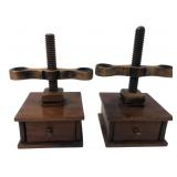 Pair of Wooden Candle Holders w/Drawers