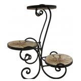 3-Tier Metal Plant Stand Leaf Motif Tiles