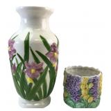 Hand-Painted Floral Vase & Planter