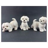 Homco 1411 Bisque White Dog Figurines Set of 3
