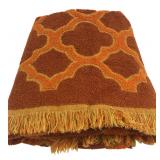 Retro Orange & Brown Geometric Terry Bath towel