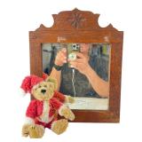 Boyds Bears Niki Plush & Carved Oak Wall Mirror