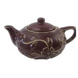Margaux Brown Floral Relief Ceramic Teapot