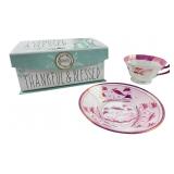 Staffordshire Pink Luster Teacup & Saucer w/ Box
