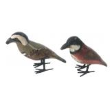 Pair of Carved Painted Wooden Bird Figurines
