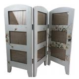 White Floral 3-Panel Folding Photo Screen 20" H