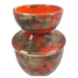 Mid-Century Orange Drip Glaze Ceramic Vase