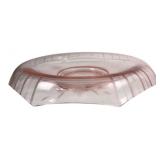Pink Etched Floral Depression Glass Bowl 12"