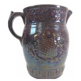 Brown Glazed Stoneware Pitcher Relief Motif