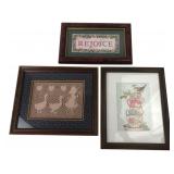Lot of 3 Framed Wall Art Pieces Figi Graphics