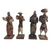 Set of 4 Folk Art Paper Villager Figures