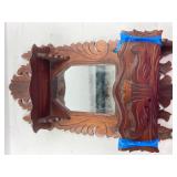 Carved Wood Wall Mirror with Shelf