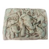 Cast Elephant Herd Relief Wall Plaque