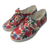 Comfortview Floral Canvas Sneakers Size 7W