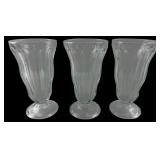 Set of 3 Clear Glass Footed Soda Fountain Glasses