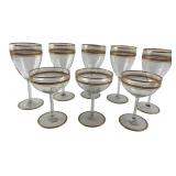 8pc Gold Banded Clear Glass Stemware Set