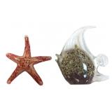 Art Glass Starfish and Fish Figurines