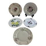 Assorted Floral Porcelain Plates Set of 5