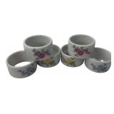 Shafford Japan Porcelain Floral Napkin Rings Set 6