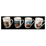 Norman Rockwell Museum Santa Mugs Set of 4