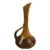 Vintage Brown & Yellow Drip Glaze Handled Vase