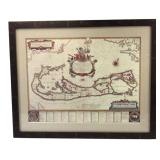 Framed Reproduction Blaeu Map of Bermuda