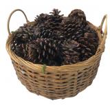 Woven Wicker Basket with Pinecones