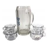 Hofbrï¿½uhaus Glass Stein & 4 Handled Cups