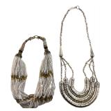 Two Multi-Strand Statement Necklaces