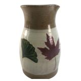 Signed KJ Studio Pottery Leaf Motif Pitcher