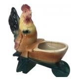 Gilner Ceramic Rooster Wheelbarrow Planter