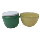 Green and Yellow Glass Bowls