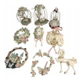 Lot of 11 Ceramic Floral Ornaments