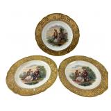 Set of 3 Ornate Romantic Scene Cabinet Plates
