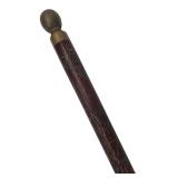 Carved Wood & Brass Walking Stick 32"
