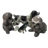 4 Ceramic Dog Figurines Poodles Spaniel Shepherd