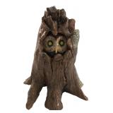 Glazed Ceramic Owl in Tree Stump Figurine