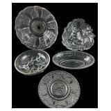 5-Piece Clear Pressed Glass Dish & Bowl Lot