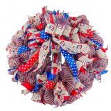 Patriotic Deco Mesh & Ribbon Wreath 24"