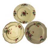 Three Vintage Floral Earthenware Plates