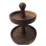 Turned Wood Two-Tier Display Stand