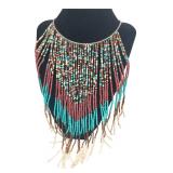 Lot of 3 Necklaces Beaded Fringe & Arrowhead