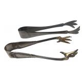 EPNS Silverplate Bird Claw Tongs & Plain Tongs