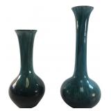 Blue Mountain Pottery Teal Drip Glaze Vases