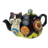 Roscher Lisa Hilliker Black Cat Ceramic Teapot