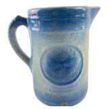 Blue Glazed Stoneware Pitcher with raised...