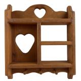 Rustic Pine Heart Cutout Wall Shelf with Pegs